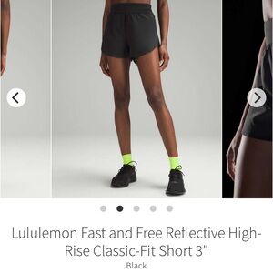 Lululemon Fast and Free Reflective High-
Rise Classic-Fit Short 3"